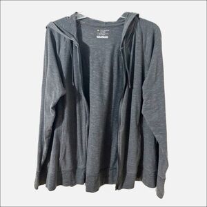 Tek Gear Dry Tec Hooded Front Zip Cotton Blend Jacket Thumb Holes Gray 🩶